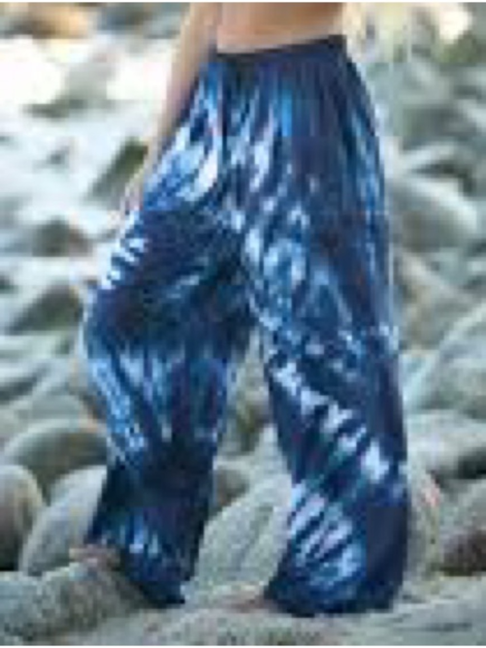 Smocked-Waist Tie-Dye Maxi Skirt - Blue & Cream